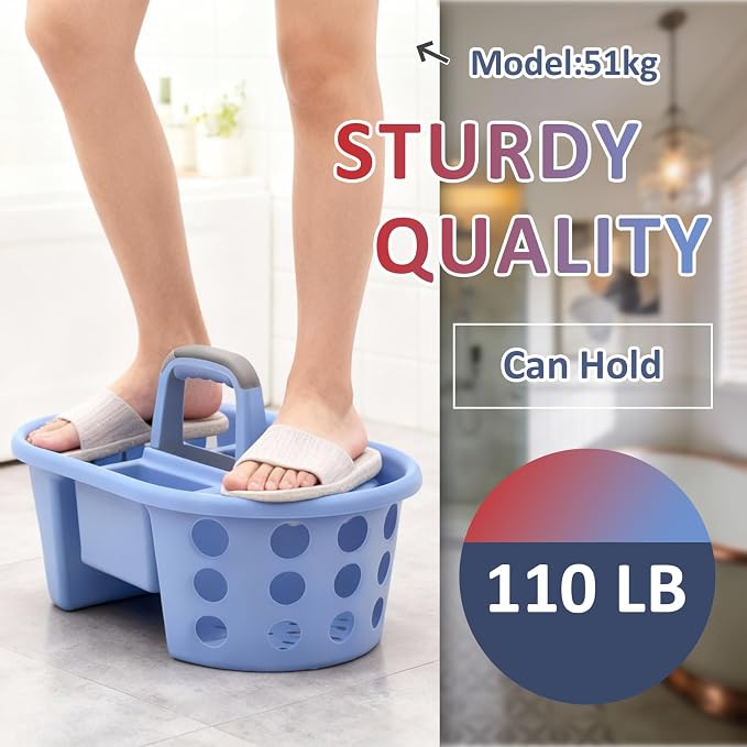 SIMPLYKLEEN Large Shower Caddy Portable 2PC - Made in USA Plastic Jumbo Size Dorm Storage Candy Tote with Handle Shower Organizer for Bathroom, Pantry, Kitchen, College Dorm, Red/Periwinkle - Image 3