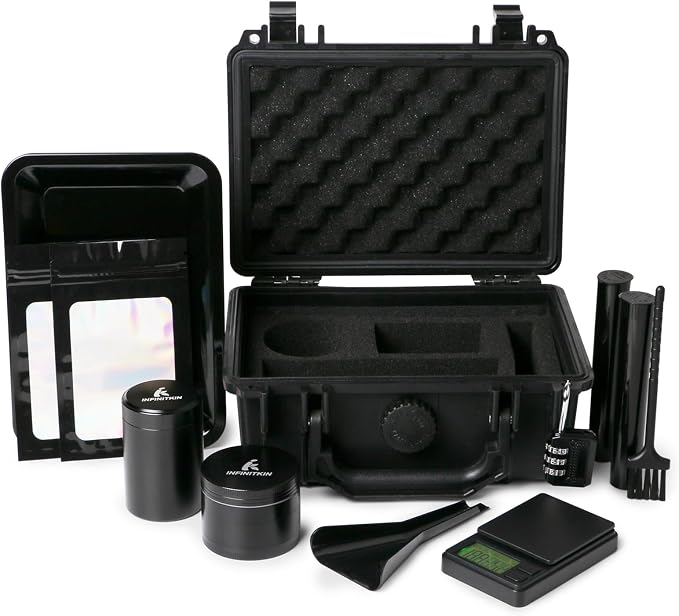 INFINITKIN Smell Proof Box – Portable Smell Proof Storage Box with Combination Lock, Airtight & Waterproof, Includes Pocket Scale & Accessories for Home, Travel & Camping by WelcometoInfinitkin