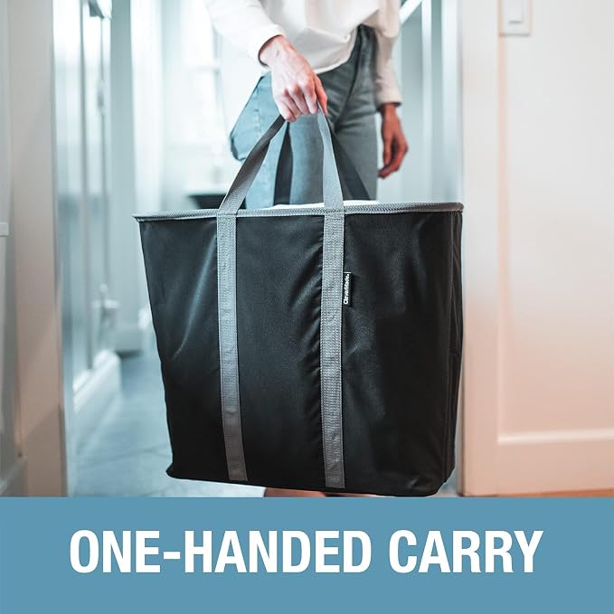 CleverMade Collapsible Laundry Caddy – Foldable Laundry Hamper & Tote, XXL 64L Pop-Up Laundry Basket with Handles, Space-Saving Laundry Organizer for Home & Travel, 2 Pack - Charcoal Gray - Image 3