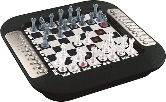 Lexibook Chessman® FX, Electronic Chess Game with Tactile Keyboard and Light and Sound Effects, 32 Pieces, 64 Levels of Difficulty, Family Board Game, Black/Grey, CG1335