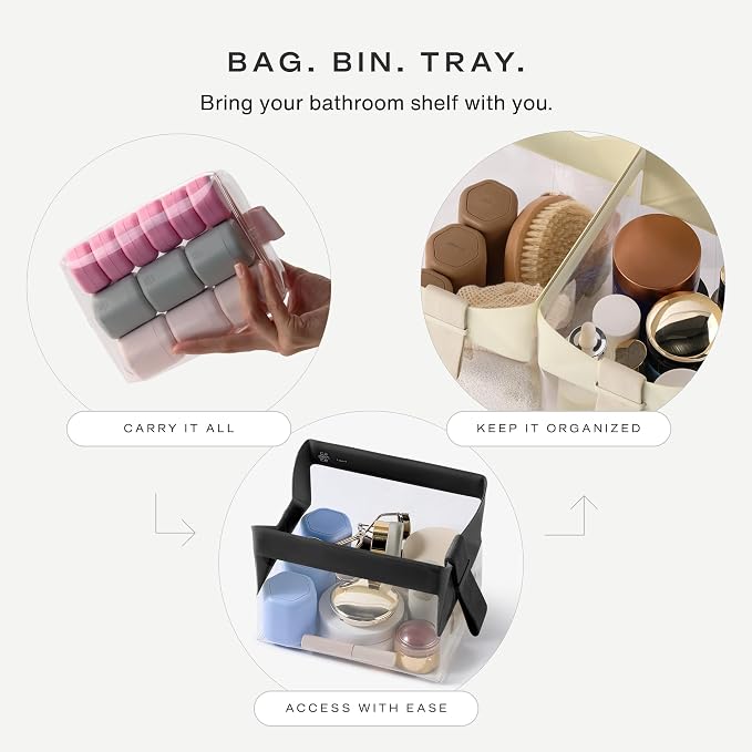 Cadence Parcel - Clear Travel Kit with Zipperless Magnetic Closure - Rose, Medium - Durable, Leak-Resistant and TSA Approved Toiletry Bag - Modular Organization - Recycled TPU (1 Qt) - Image 4