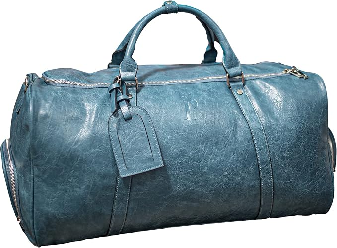 Sole Premise Leather Sneaker Bag Duffel Travel Shoe Bag (Blue) by SolePremise