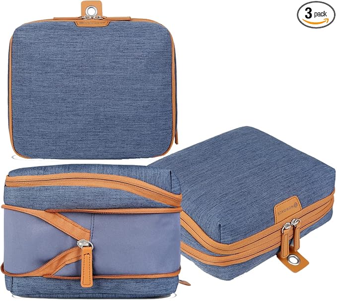 Nordace Travel Packing Organizers Set for Men and Women - 2x Packing Cubes & 1x Wash Pouch - Durable & Water Resistant (Blue) by NORDACE