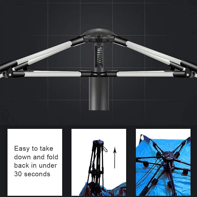 Oileus X-Large 4 Person Beach Tent Sun Shelter - Portable Sun Shade Instant Tent for Beach with Carrying Bag, Stakes, 6 Sand Pockets, Anti UV for Fishing Hiking Camping, Waterproof Windproof, Blue - Image 3