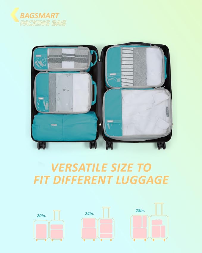 BAGSMART 6 Set /4 Set/2 Set Compression Packing Cubes for Travel, Lightweight Luggage Organizer Bags, Durable Space Saver Bags Travel Essentials - Image 3