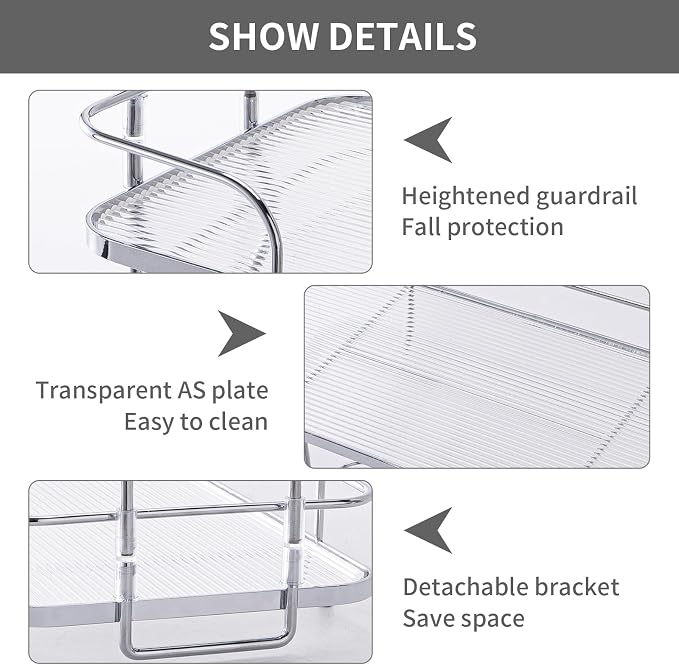 2 Tier Corner Bathroom Counter Organizer, Cosmetic Skincare ，Bathroom Countertop Perfume Tray Vanity, Kitchen Spice Corner Storage Shelf - Image 3