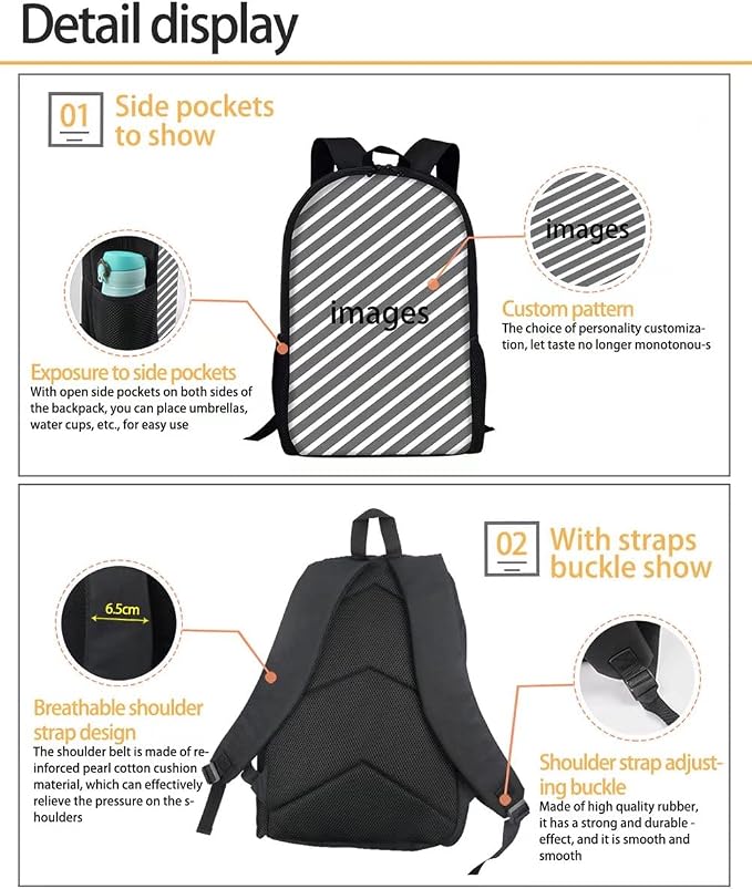 AFPANQZ Kids Backpack 3 Pieces Set Large Capacity School Bags with Heat Insulated Lunch Bags Small Pencil Bags 3 Pack - Image 4