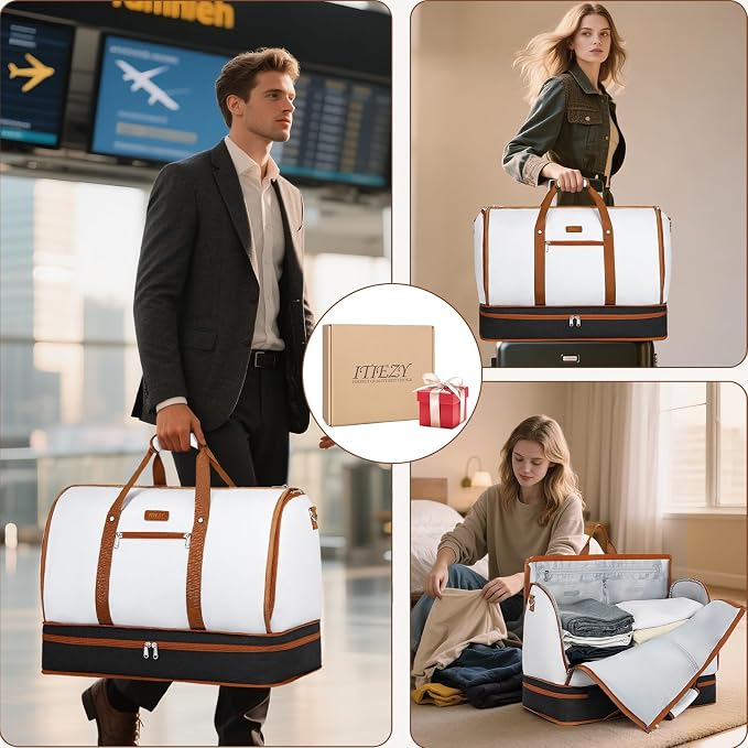 Garment Duffle Bag for Travel - Convertible Carry on Garments Duffel Bags Travel Bag for Women Men Large Weekender Bag with Shoes Compartment 3 in 1 Hanging Clothes Suit Dress Bag 3pcs Set - Image 6