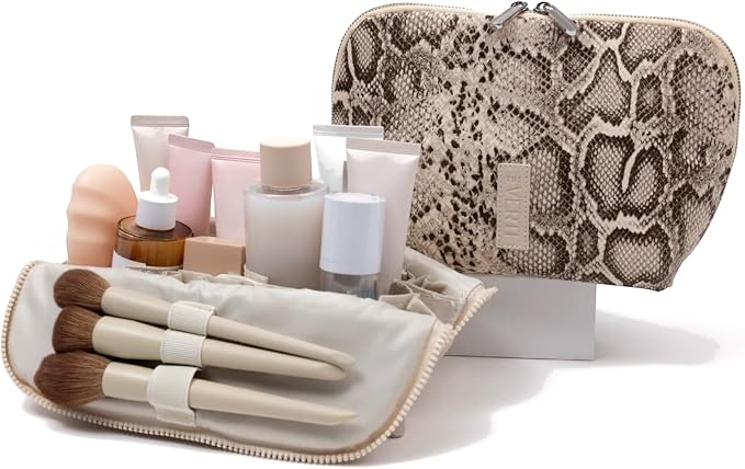 THE VERTI-Vertical Waterproof Makeup & Toiletry Bag | 23-Pocket Organizer with Upright, Fold-Down Design for Skincare, Toiletries & Essentials (Snake, Medium) by Unknown