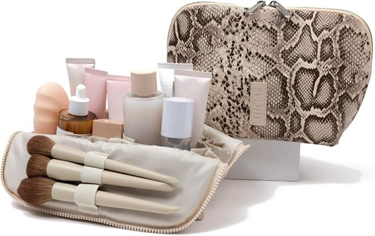 THE VERTI-Vertical Waterproof Makeup & Toiletry Bag | 23-Pocket Organizer with Upright, Fold-Down Design for Skincare, Toiletries & Essentials (Snake, Medium) by Unknown
