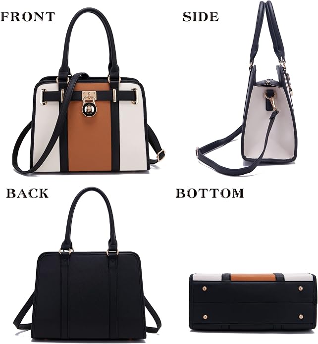 Qiyuer Structured Satchel Tote Handbags Set Women Purses with RFID Wallet | Premium, Sturdy, Spacious, Chic for Daily & Work, Vegan PU Leather, Multi-way Carry, Large Capacity RFID Wallet, Ideal Gift - Image 5