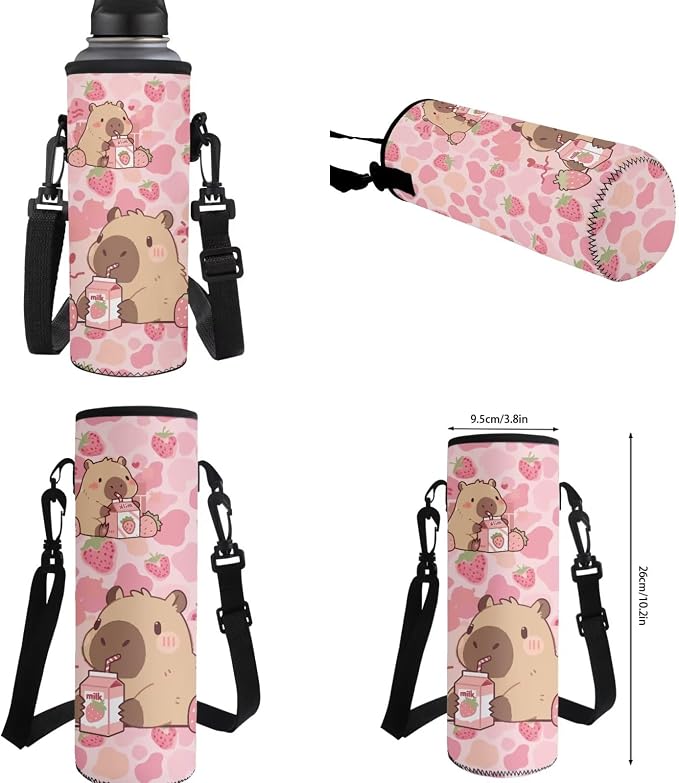 Cute Capybara Backpack for School Girls 2nd Grade : 17in Strawberry Bookbag with Lunch Box - 4 in 1 Cow Print Book Bag - Cowgirl Set for Kids 6-8-10 - Image 7