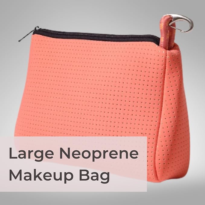 POPUPS Large Makeup Bag with Zipper - Waterproof Neoprene Cosmetic Bag 7.7 x 10.75 x 5 inches - Pouch Blushing Pink - Image 2