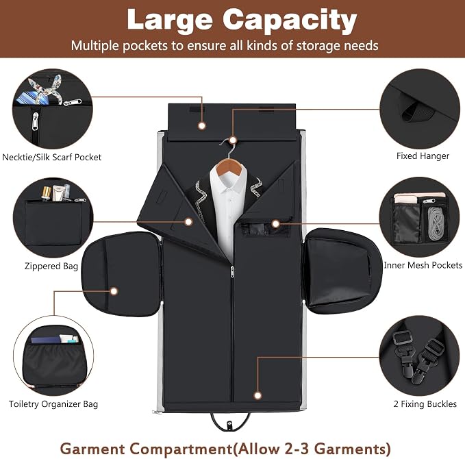 Garment Duffel Bag for Travel - ITIEZY Convertible Carry on Garment Duffel Travel Bag for Women Men Large Weekender Bag with Shoes Pouch 2 in 1 Hanging Suit Travel Duffel Bag 3pcs Set - Image 3