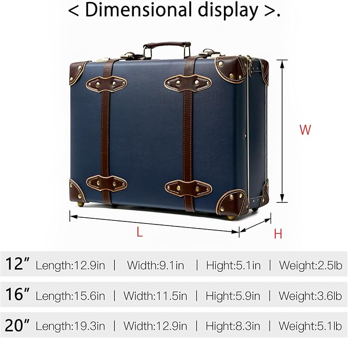 urecity Vintage and Cute Carry-on Overnight Case Non-wheeled Mini Leather Trunk Suitcase with Shoulder Strap - Image 7