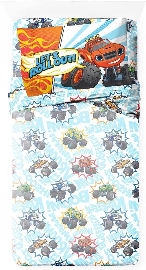 Jay Franco Kids Sheet Set with Fitted, Flat Sheets & Pillow Cover - Ultra-Soft Bedding with Pillowcase for Room Decor, Multi - Blaze, 3 Piece Toddler - Image 2
