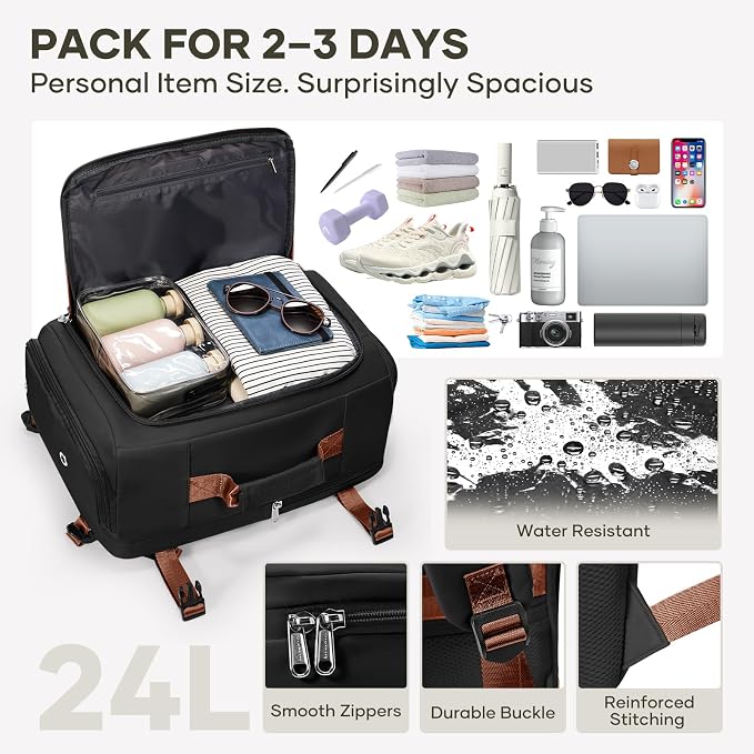 coofay Travel Backpack for Women Men, Carry on Backpack for Airplanes | Personal Item Travel Backpack Carry on Flight Approved,Mochila de Viaje Casual Daypack Backpacks Tsa Approved Hiking Backpack - Image 3