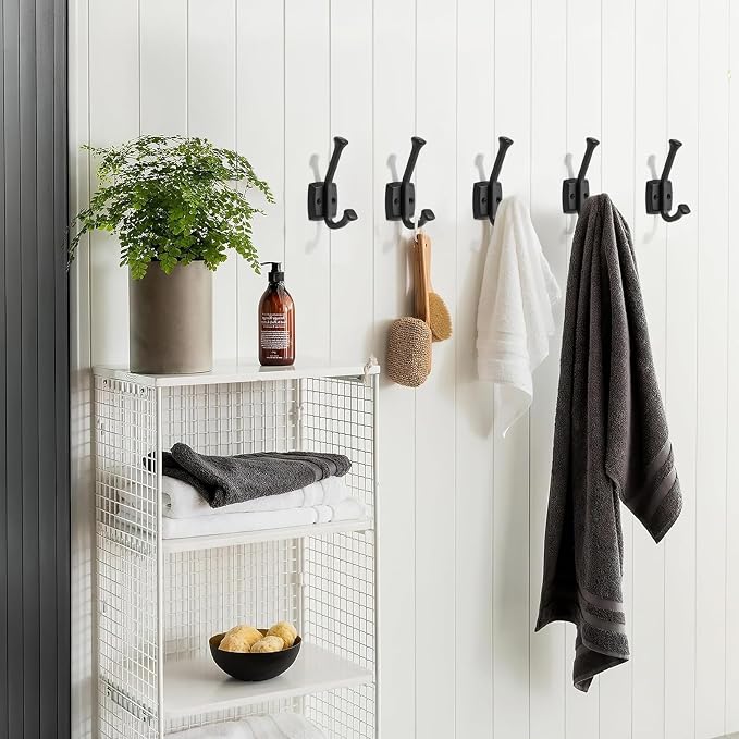 khtumeware 10 Pack 4.7 inch Black Coat Hooks Wall-Mounted Hooks | Applicable to hanging,Towel,robe,bathroom,bag,clothes,entryway Zinc Alloy bathroom hooks - Image 3