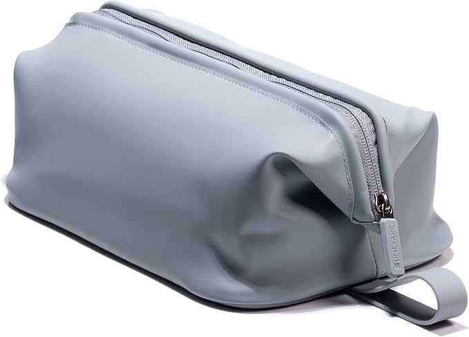 LINE+ARC Easy-to-Clean Silicone Dopp Kit (As Seen in Glamour and GQ) Extra-Wide Opening Anti-Stain (Arctic, 3.5L) Toiletry Bag Travel Set Makeup Organizer Cosmetics Case Fabric Simple Hang Loop by LINEARC