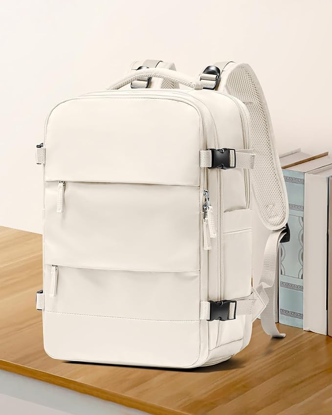coowoz Large Travel Backpack Carry On for Women Man Gym Backpacks with Laptop Compartment Mochila de Viaje Teacher Personal Item Backpack Rucksack Airplane Accessories Must Haves Beige - Image 2