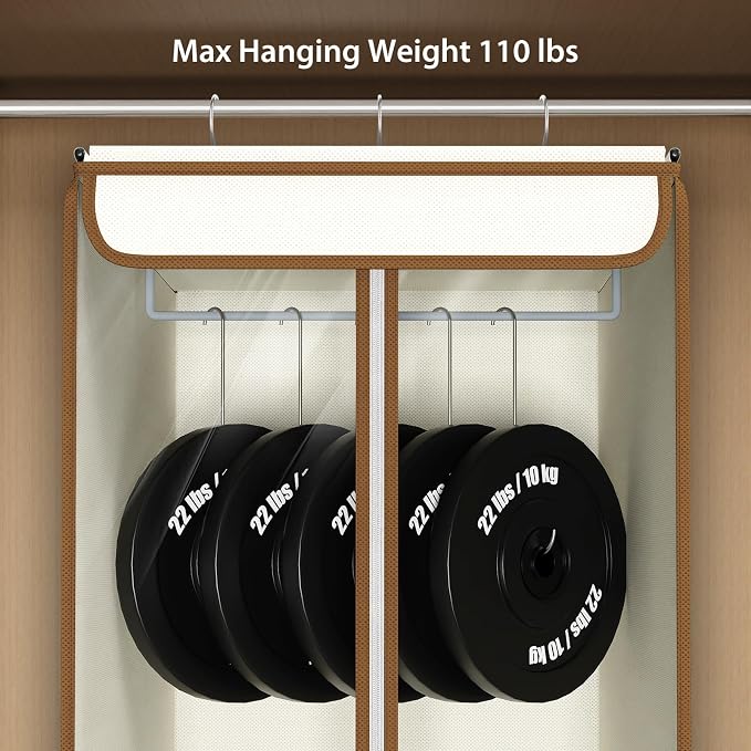 Univivi Garment Bags for Hanging Clothes, Large Clothes Storage Bags Closet Organizer with Clear Window, Premium Hanging Garment Storage Bag for Suits, Coats, Dresses, 54" (Beige) - Image 4