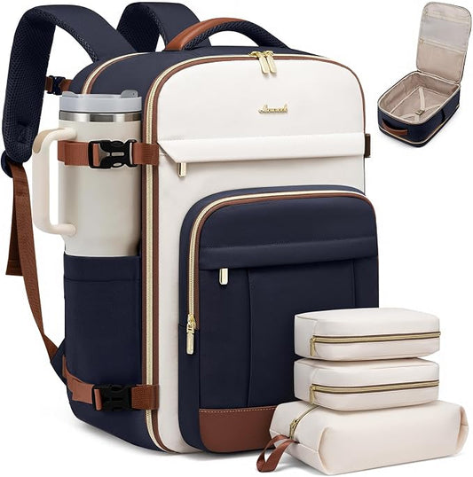 LOVEVOOK Travel Backpack for Women & Men - 17.3 Inch Carry On Backpack & Personal Item Backpack for Airlines, Spacious and Durable Design, with 3 Packing Cubes by LOVEVOOK