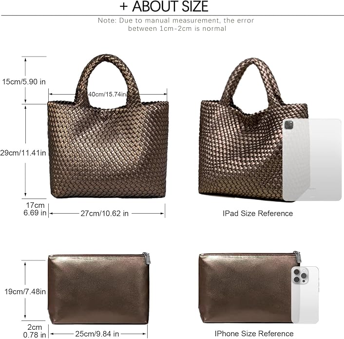 JINMANXUE Fashion Woven Bag Shopper Bag Travel Handbags and Purses Women Tote Bag Large Capacity Shoulder Bags - Image 4