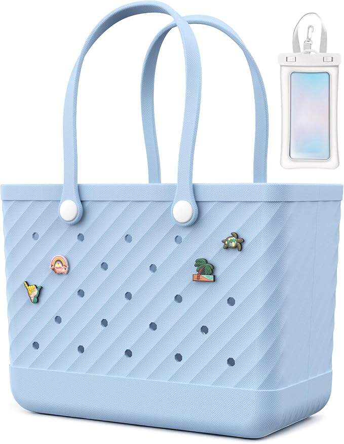 Rubber Tote Bag Extra Large & Medium, Waterproof Beach Bag for Women Men, Pool Travel Swim Silicone Tote by Unknown