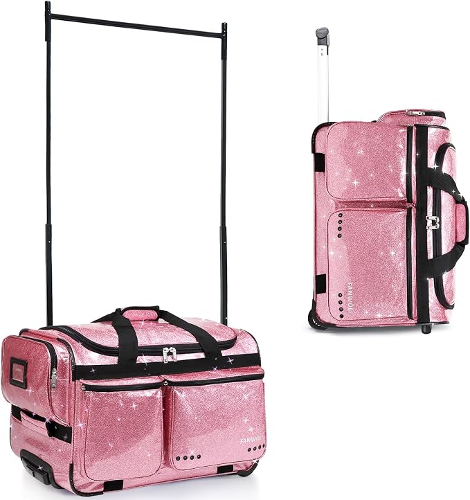 Fanwoli 23" Dance Bag with Garment Rack | Glittering Waterproof Fabric & Upgraded Stable System | Shine-Bright Collection | Ideal Competition Duffle Bag for Dancer Athlete Cheerleader Little Princess by Fanwoli