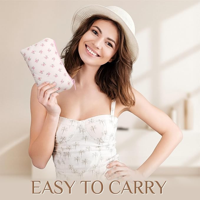 Paterr 10 Pcs Quilted Makeup Bag Bulk Cotton Floral Cosmetic Bag Women Girls Bridesmaid Gifts Cute Makeup Pouch Coquette Aesthetic Travel Toiletry Organizer(Bow Floral,6.30 x 3.94 Inches) - Image 6