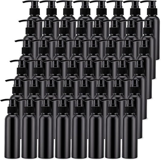 Nuenen 48 Pcs Refillable Empty Lotion Bottles 4oz/120ml Plastic Pump Bottles Conditioner Shampoo Dispenser Leak Proof Pump Container for Body Wash, Creams, Liquid Soap (Black) by Nuenen