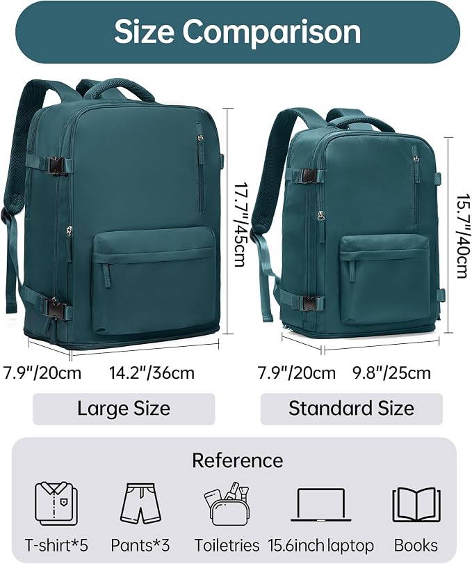 Carry on Travel Backpack for Women Men Large Hiking Laptop College Backpacks Personal Item Bag Waterproof Lightweight Backpack Flight Approved Mochilas de Viaje for Weekender Business,Peacock Blue - Image 6