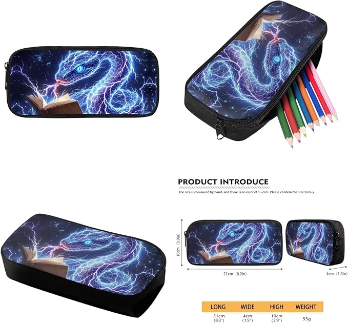 Lightning Snake School Backpack Boys Cool Bookbag Kids 6 7 8 9 10 11 12, 4 Piece Backpack Set with Lunch Box and Pencil Case Back to School Supplies, Adjustable Padded Strap - Image 6