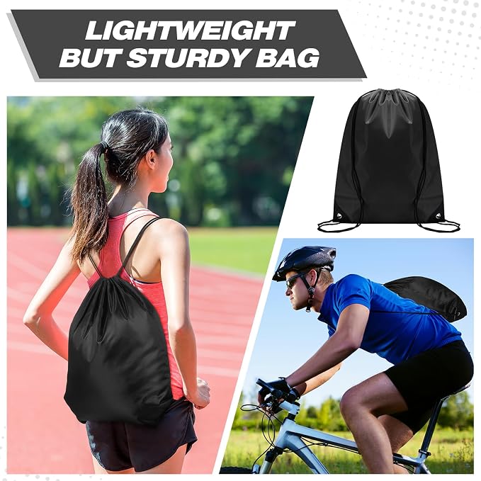 Shappy Drawstring Backpack Bulk Sports Gym Cinch Bag Polyester String Bag for Men Women(Black,150 Pcs) - Image 5