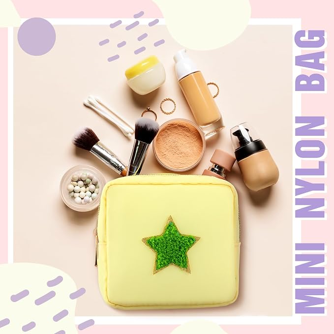 Sumind 12 Pcs Preppy Patch Makeup Bag Bulk Cute Mini Pouch Bag Gift Nylon Travel Cosmetic Toiletry Portable Organizer Storage Purse Small Zipper Pouch Daily Use Storage Purse for Women - Image 3
