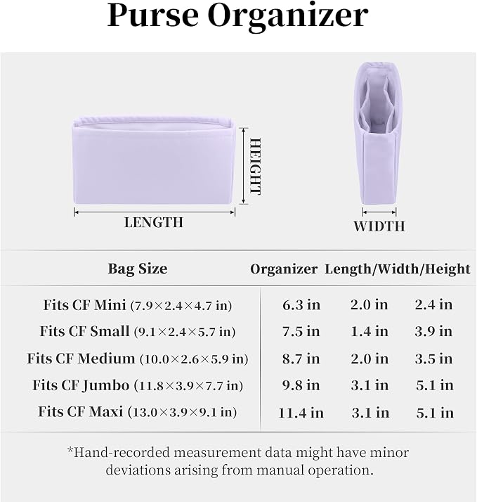 Purse Organizer Insert, Silky-Soft Lightweight Design, Multi-Pocket, Keeps Bag Organized & Protects Interior, Fits Chanel Classic Flap Mini, Ideal for Travel & Daily Use(Lavender, CF Mini 20) - Image 7