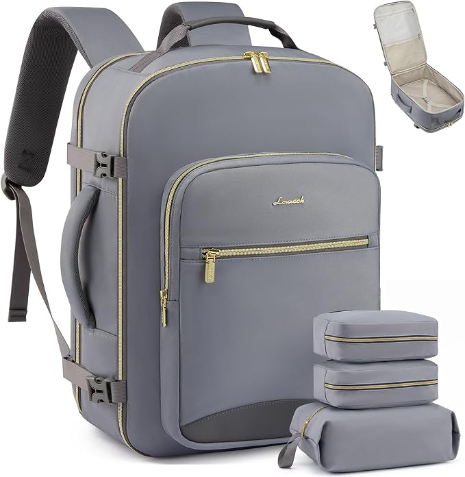 LOVEVOOK 40L Travel Backpack Flight Approved Carry on Backpack,3 Packing Cubes,Waterproof Personal Item Travel Bag,TSA Carry on Luggage Suitcase Travel Essentials,Gifts for Women & Men,fits 17" Laptop by LOVEVOOK