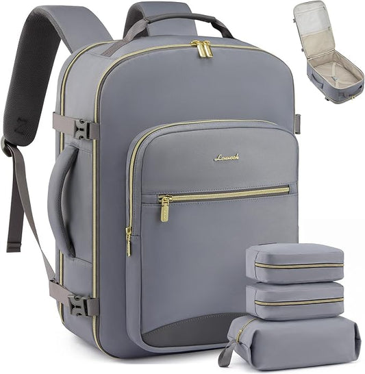 LOVEVOOK 40L Travel Backpack Flight Approved Carry on Backpack,3 Packing Cubes,Waterproof Personal Item Travel Bag,TSA Carry on Luggage Suitcase Travel Essentials,Gifts for Women & Men,fits 17" Laptop by LOVEVOOK