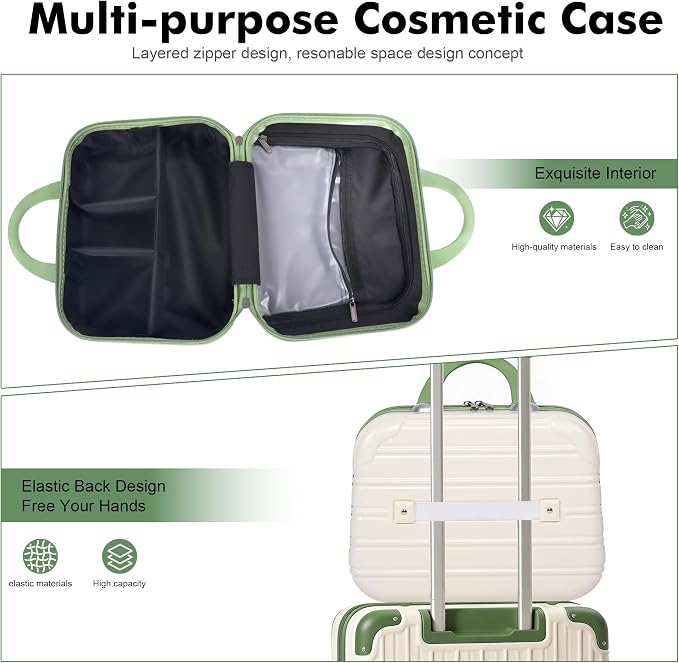 14 Inch Hardshell Makeup Train Case PC+ABS Cosmetic Organizer Travel | Toiletry Bag Makeup Storage Box Portable Beauty Case with Elastic Strap for Women - Image 6
