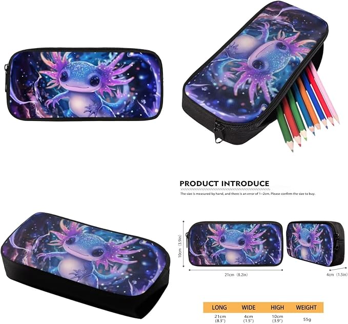Galaxy Axolotl Backpack with Lunch Box Kids Girls 6-8/8-9 Ocean Elementary School Bookbag 17in Preschool Book Bags 4 in 1 Student Back Pack and Lunch Bag Pencil Case Water Bottle Holder Set - Image 6