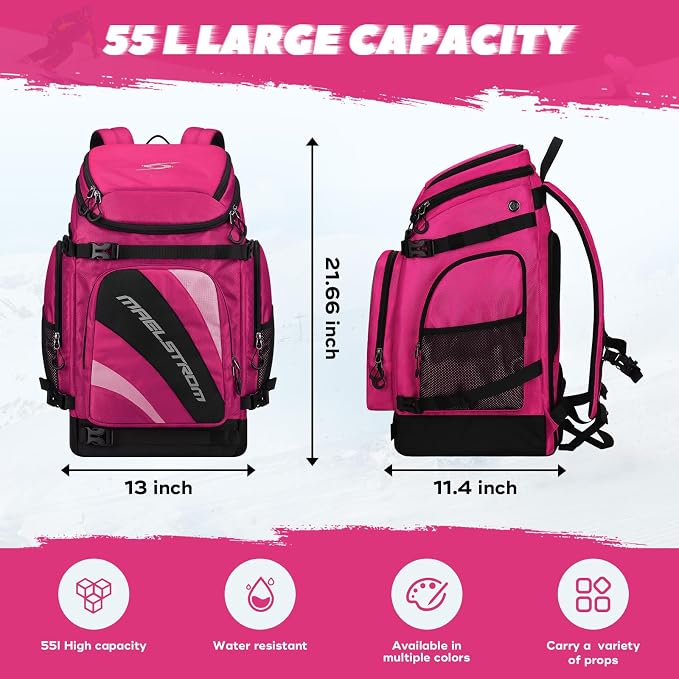 Maelstrom Ski Boot Bag,55L Large Ski Boots Travel Backpack for Men Women,Waterproof Snowboard Boot Bag for Skis Accessories - Image 4