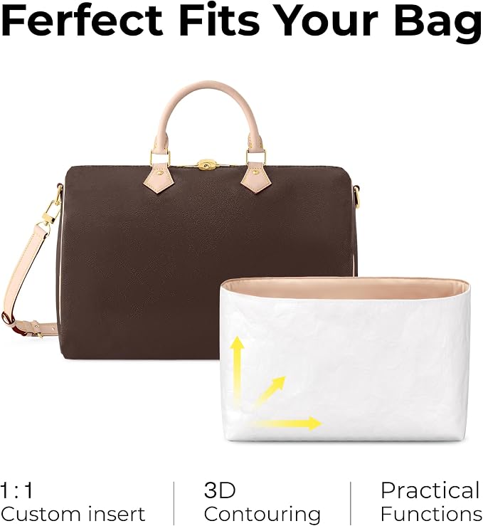 Tote Bag Organizer Insert for LV Speedy35 handbag, Custom Fit Inside Premium Vanile Lightweight WaterResistant Purse Insert with Cup Holder Accessories - Image 3
