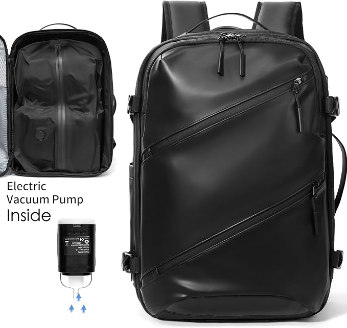 Vacuum laptop bag Compression Backpack Expandable, TSA-Approved Carry-On Water-Resistant Design for Travel with air pump (Pump included, Large) - Image 4