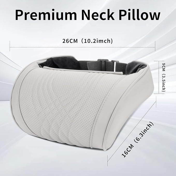 Car Headrest Memory Foam Neck Pillow for Driving Off-White 2 Pack | Soft Comfortable Leather Seat Head Rest Pillow Headrest Travel Neck Support Cushion for Most Cars SUV Home Office Chair - Image 5