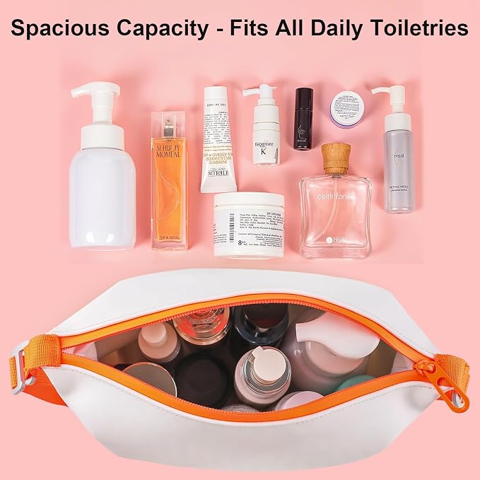 Vomgomfom 6L 13 Inch Silicone Toiletry Bag, Waterproof Leakproof Travel Cosmetic Organizer, Adjustable G-Buckle Compression Dopp Kit, Foldable Makeup Bag for Women & Men (White, 13" 6L) - Image 6