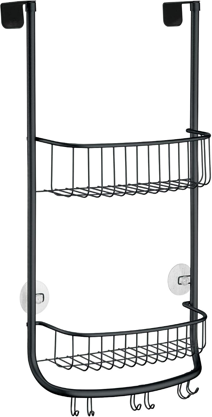 iDesign Over-the-Door Hanging Shower Caddy Organizer, The Forma Collection – 12” x 6.5” x 24”, Matte Black - Image 2