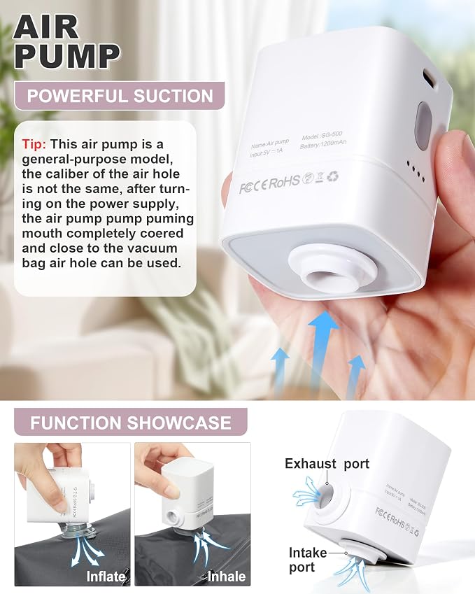 VGCUB Vacuum Backpack Travel with Pump, Vacuum Seal Compression Bags Laptop Backpack Personal Item - Image 4