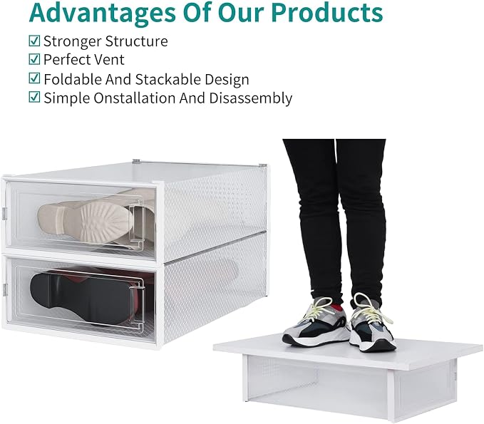 12-Piece Boot and Shoe Storage Box, Stackable Clear Plastic Shoe Box, Space-Saving Shoe Organizer for Boots, Sneakers, and High Heels, Clear - Image 6