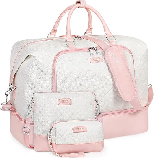 Travel Weekender Bag for Women, 21" Overnight Bag with Shoe Compartment 50L Large Travel Duffel Bag Carry On Tote for Weekend, Overnight, Business Trips, Water Resistant by TIBES