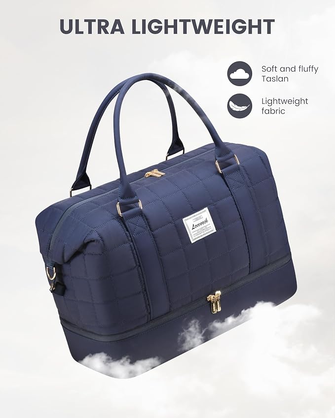 LOVEVOOK Puffer Weekender Bags for Women with Shoe Compartment, Carry On Overnight Bag, Hospital Bag for Labor and Delivery, Gym Duffel Bag with Wet Pocket,2Pcs Set - Image 3